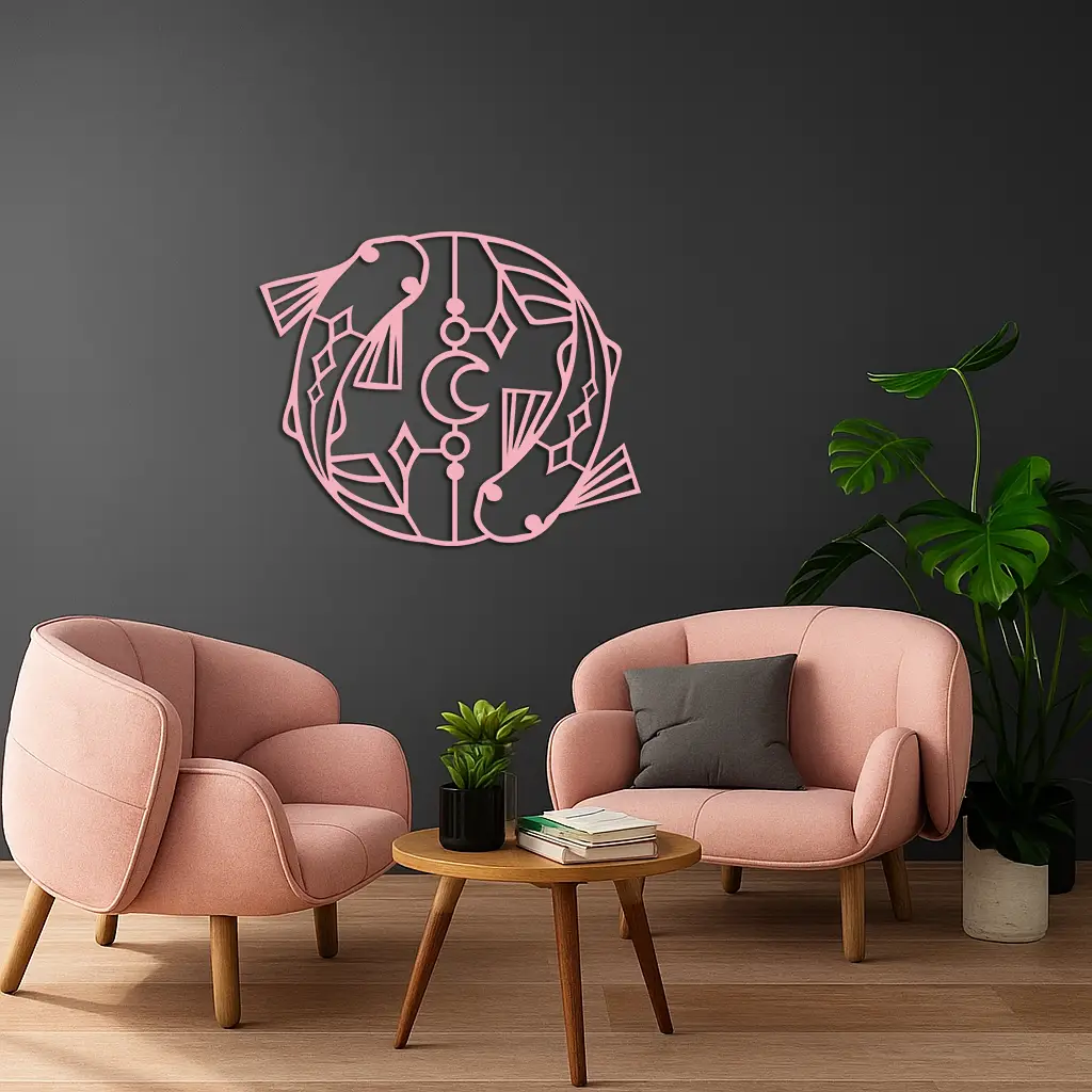 Pisces Zodiac Metal Wall Art – Astrological Home Decor Sign - KAFGP143 by Enova Art