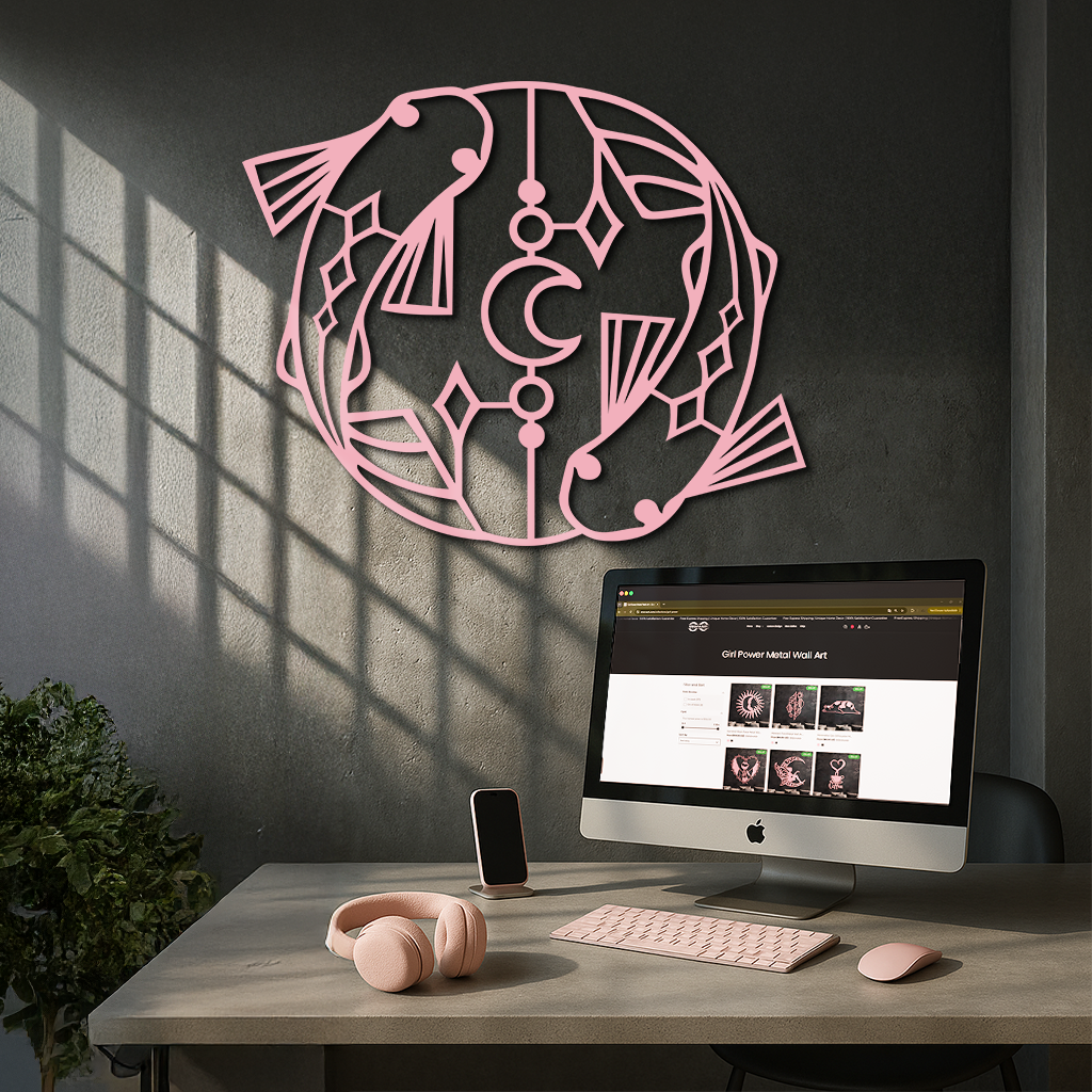 Pisces Zodiac Metal Wall Art – Astrological Home Decor Sign - KAFGP143 by Enova Art