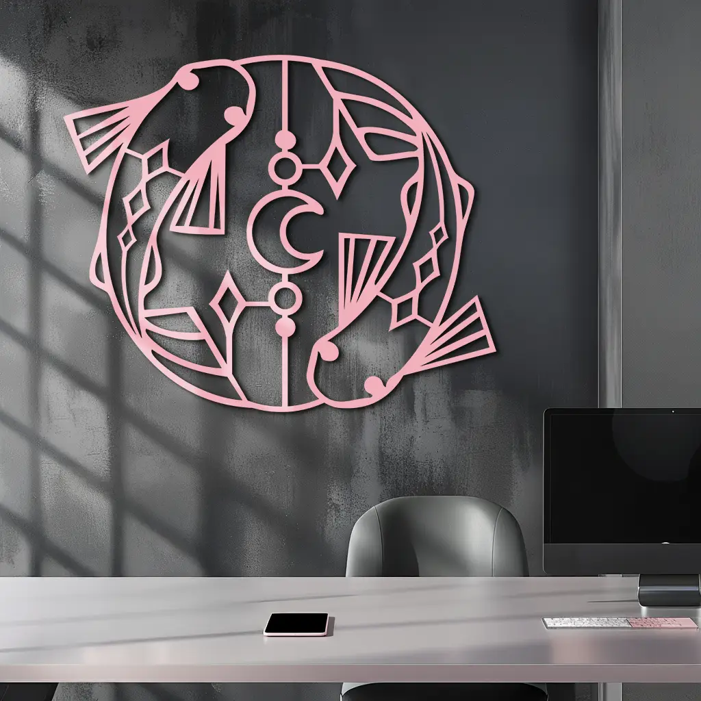 Pisces Zodiac Metal Wall Art – Astrological Home Decor Sign - KAFGP143 by Enova Art