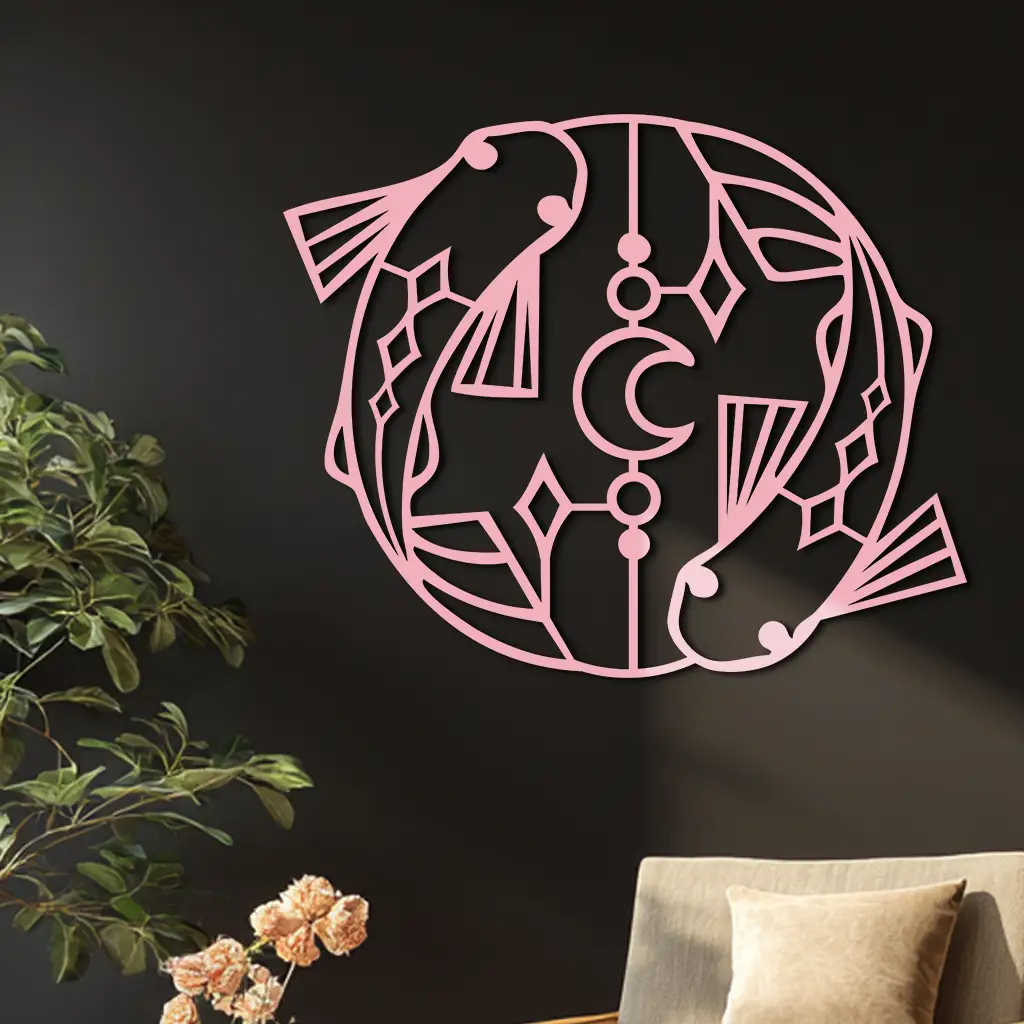 Pisces Zodiac Metal Wall Art – Astrological Home Decor Sign - KAFGP143 by Enova Art