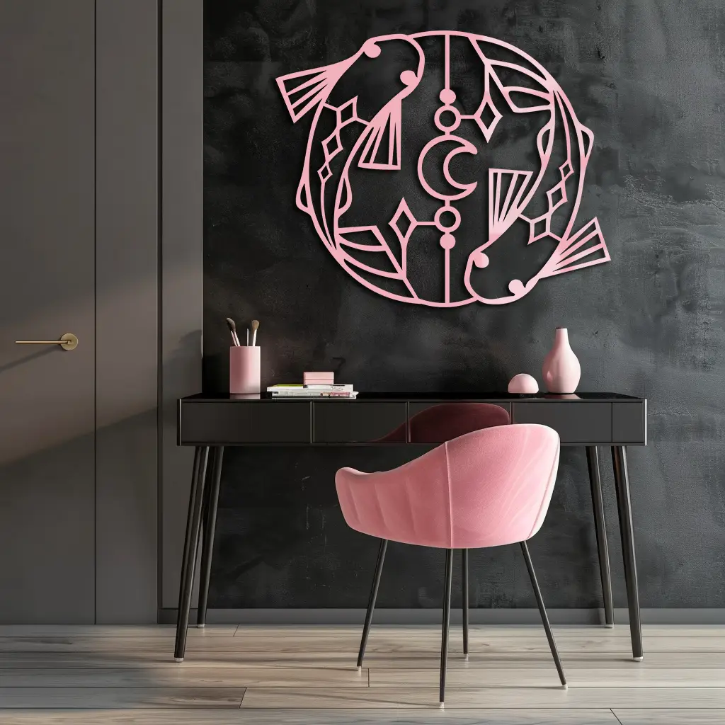 Pisces Zodiac Metal Wall Art – Astrological Home Decor Sign - KAFGP143 by Enova Art
