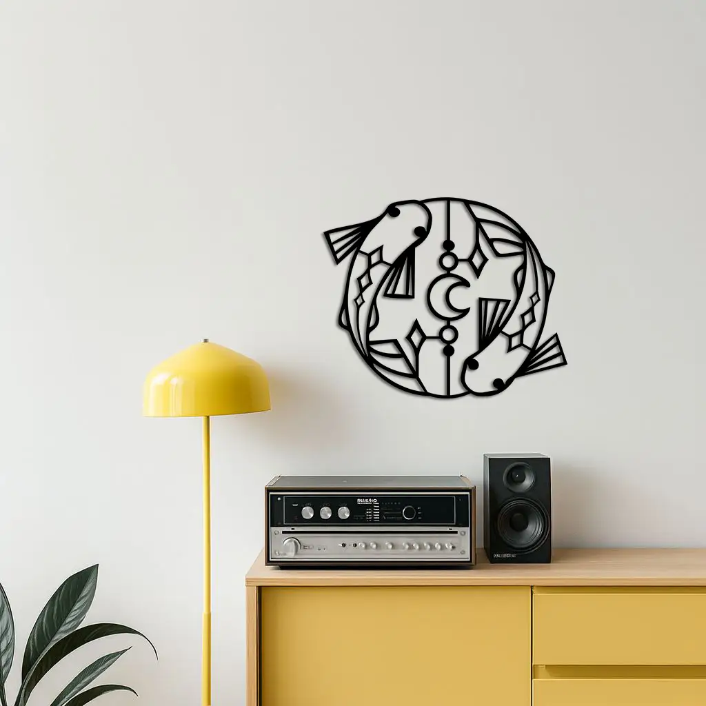 Pisces Zodiac Metal Wall Art – Astrological Home Decor Sign - KAFGP143 by Enova Art