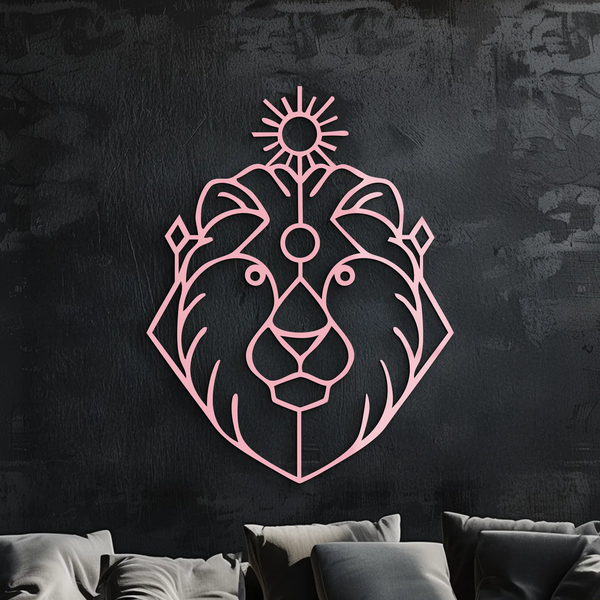 Leo Zodiac Metal Wall Art – Geometric Lion Horoscope Decor - KAFGP144