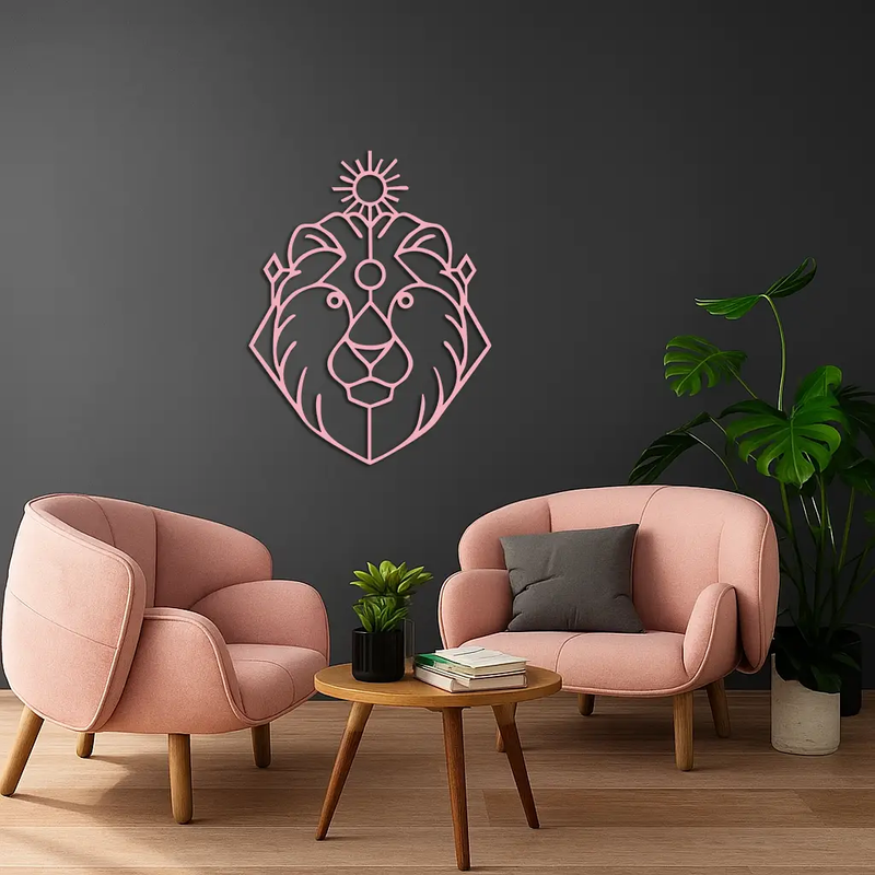 Leo Zodiac Metal Wall Art – Geometric Lion Horoscope Decor - KAFGP144 by Enova Art