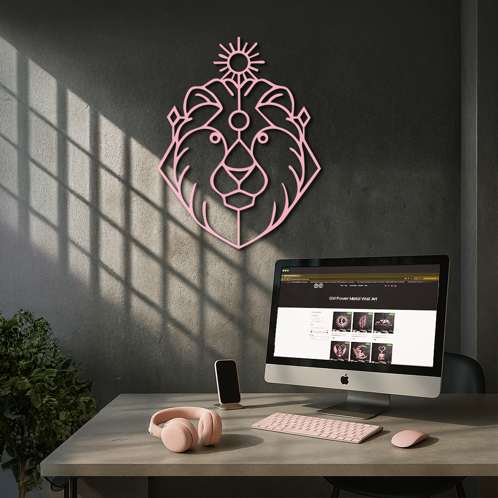 Leo Zodiac Metal Wall Art – Geometric Lion Horoscope Decor - KAFGP144 by Enova Art