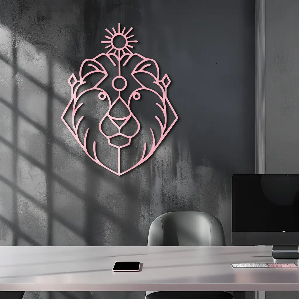 Leo Zodiac Metal Wall Art – Geometric Lion Horoscope Decor - KAFGP144 by Enova Art