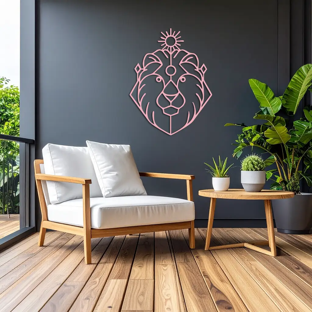Leo Zodiac Metal Wall Art – Geometric Lion Horoscope Decor - KAFGP144 by Enova Art