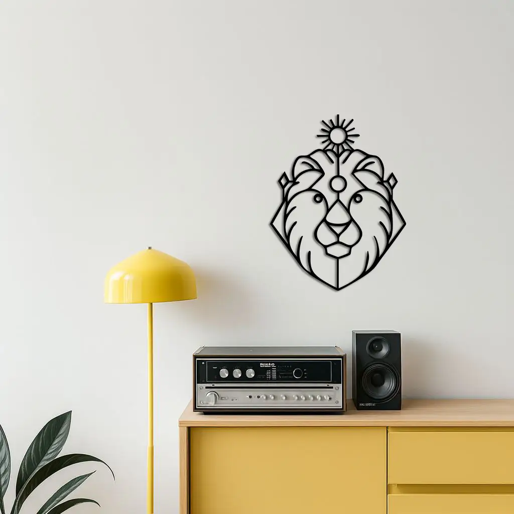 Leo Zodiac Metal Wall Art – Geometric Lion Horoscope Decor - KAFGP144 by Enova Art
