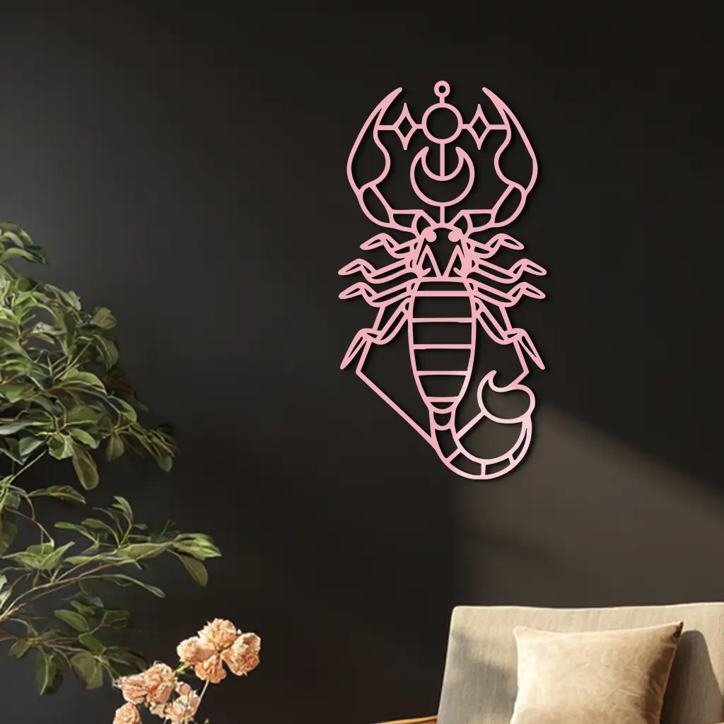 Scorpio Zodiac Metal Wall Art – Geometric Astrology Home Decor - KAFGP145 by Enova Art