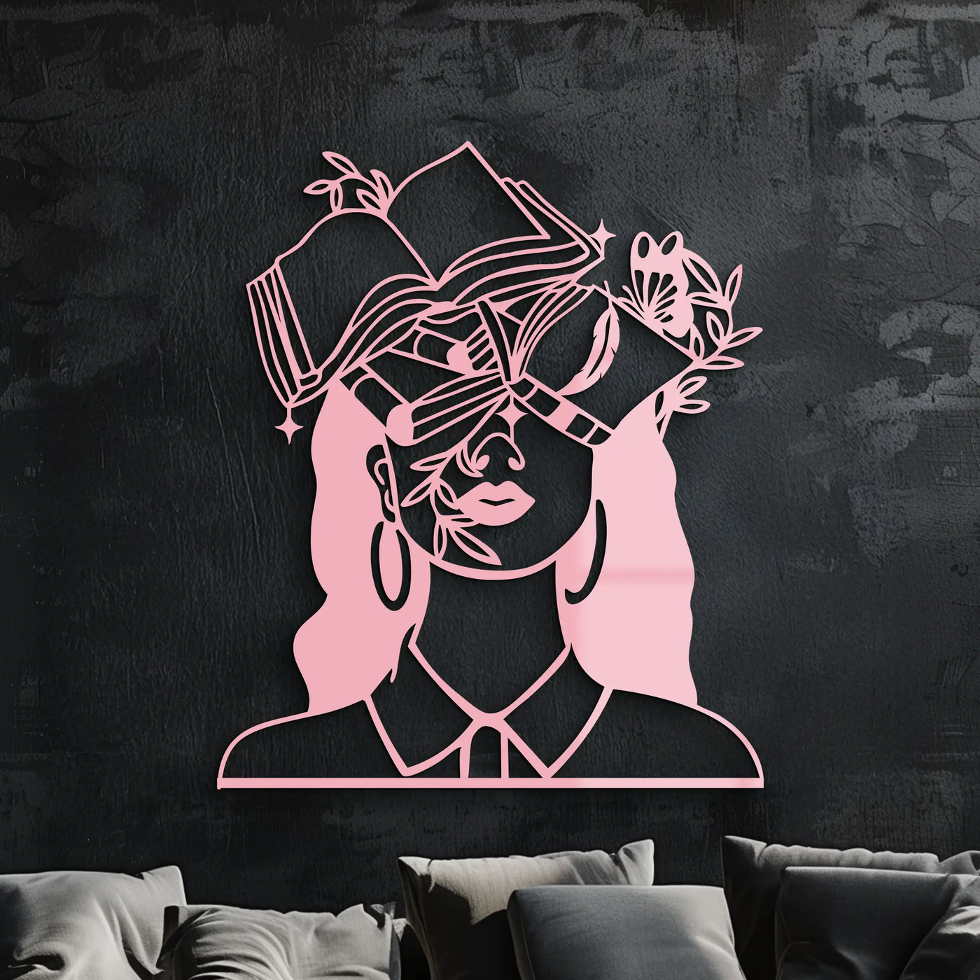 Book Lover Woman Silhouette Metal Wall Art – Reading & Knowledge Inspired Home Decor - KAFGP149 by Enova Art