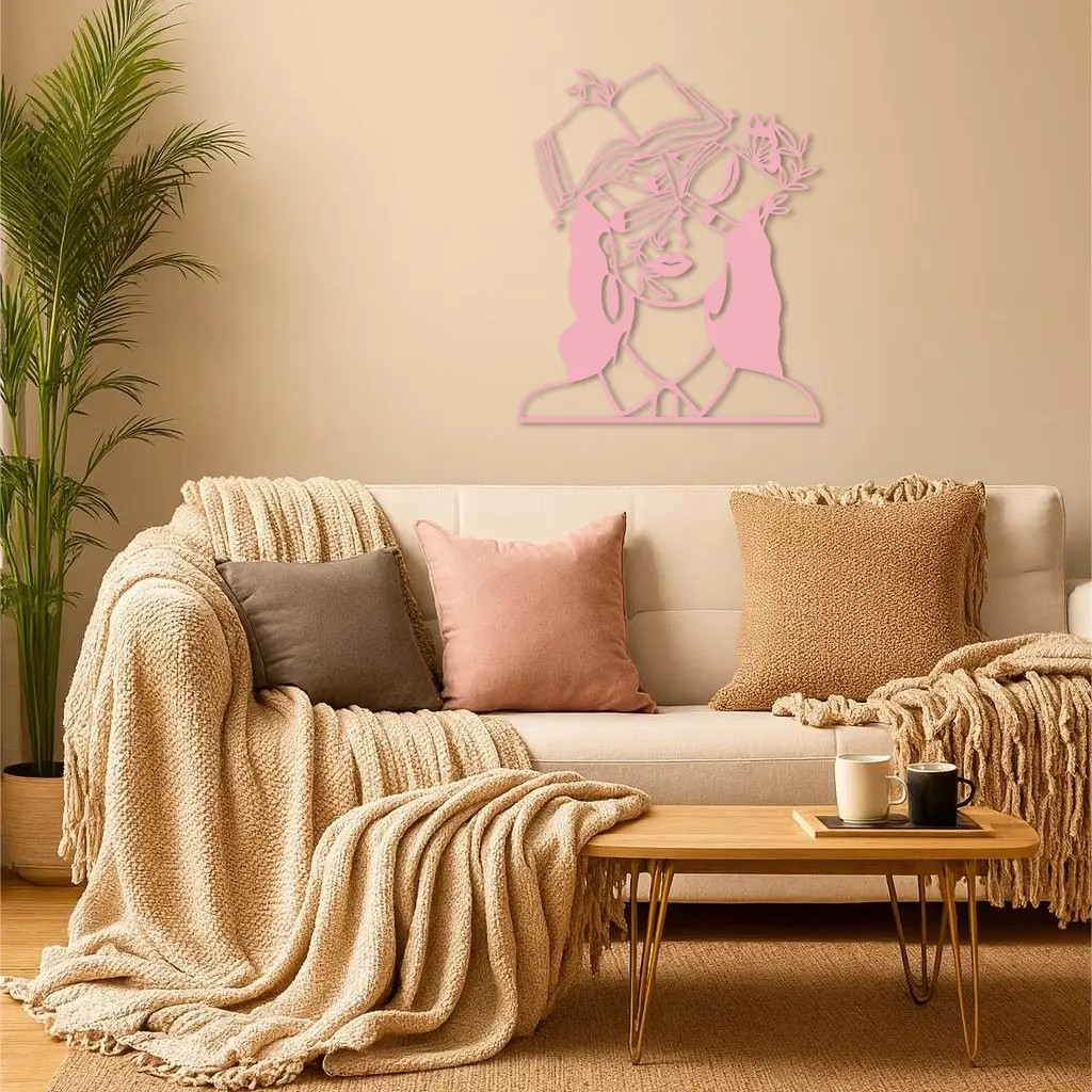Book Lover Woman Silhouette Metal Wall Art – Reading & Knowledge Inspired Home Decor - KAFGP149 by Enova Art