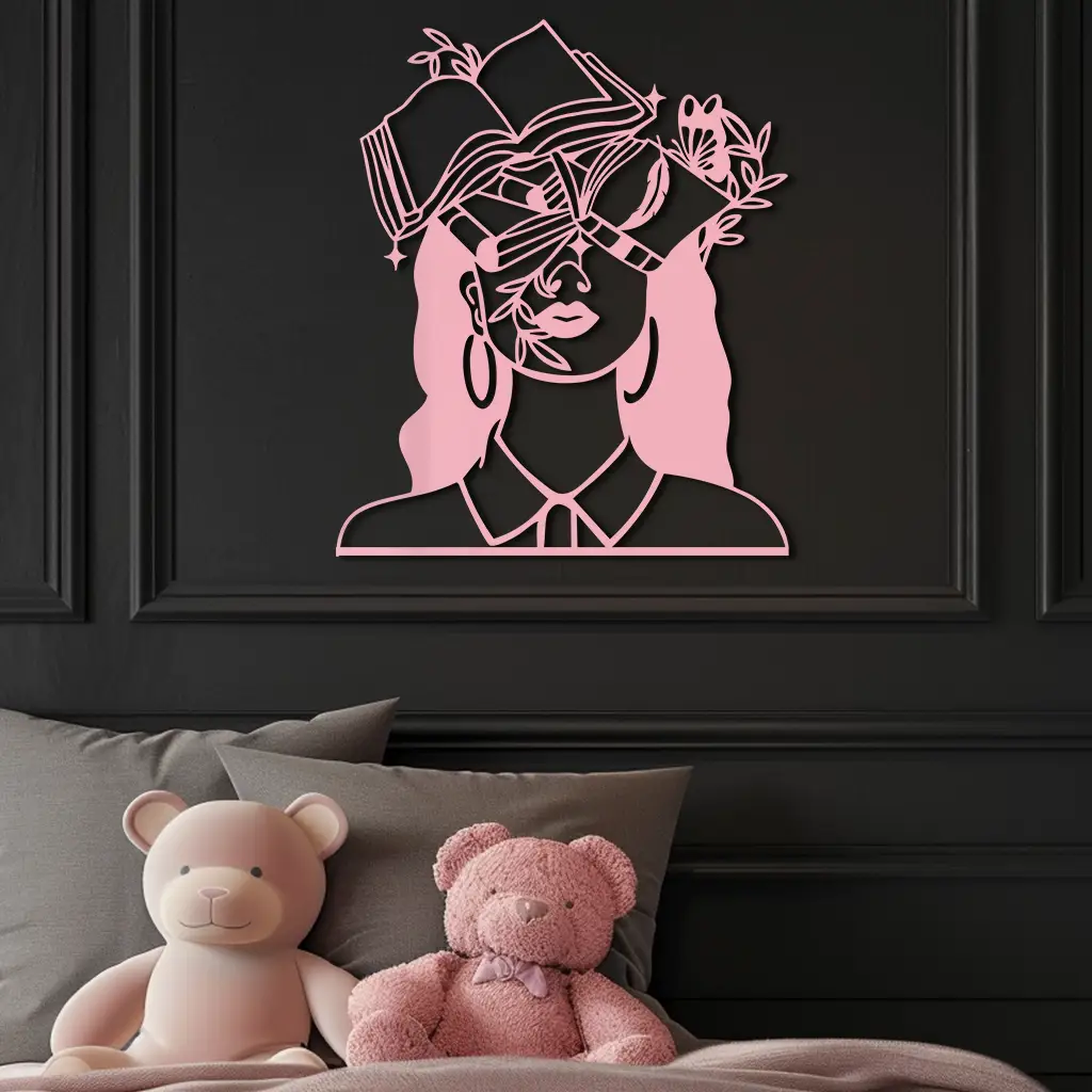 Book Lover Woman Silhouette Metal Wall Art – Reading & Knowledge Inspired Home Decor - KAFGP149 by Enova Art