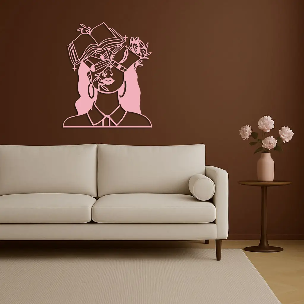 Book Lover Woman Silhouette Metal Wall Art – Reading & Knowledge Inspired Home Decor - KAFGP149 by Enova Art