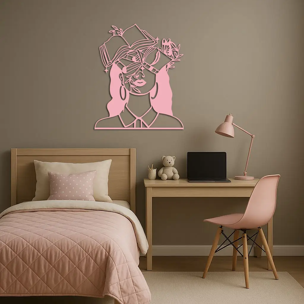 Book Lover Woman Silhouette Metal Wall Art – Reading & Knowledge Inspired Home Decor - KAFGP149 by Enova Art
