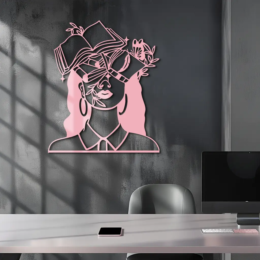 Book Lover Woman Silhouette Metal Wall Art – Reading & Knowledge Inspired Home Decor - KAFGP149 by Enova Art