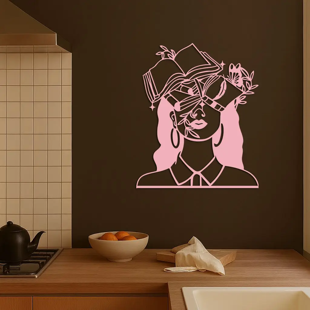 Book Lover Woman Silhouette Metal Wall Art – Reading & Knowledge Inspired Home Decor - KAFGP149 by Enova Art