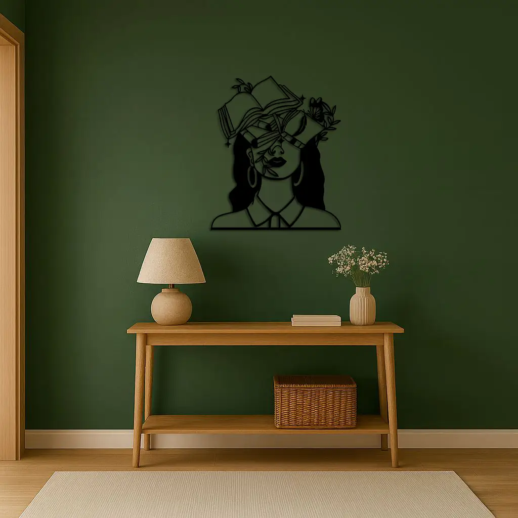 Book Lover Woman Silhouette Metal Wall Art – Reading & Knowledge Inspired Home Decor - KAFGP149 by Enova Art