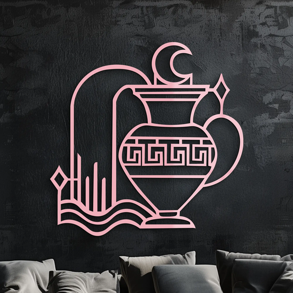 Aquarius Zodiac Metal Wall Art – Geometric Water Bearer Astrology Decor - KAFGP151