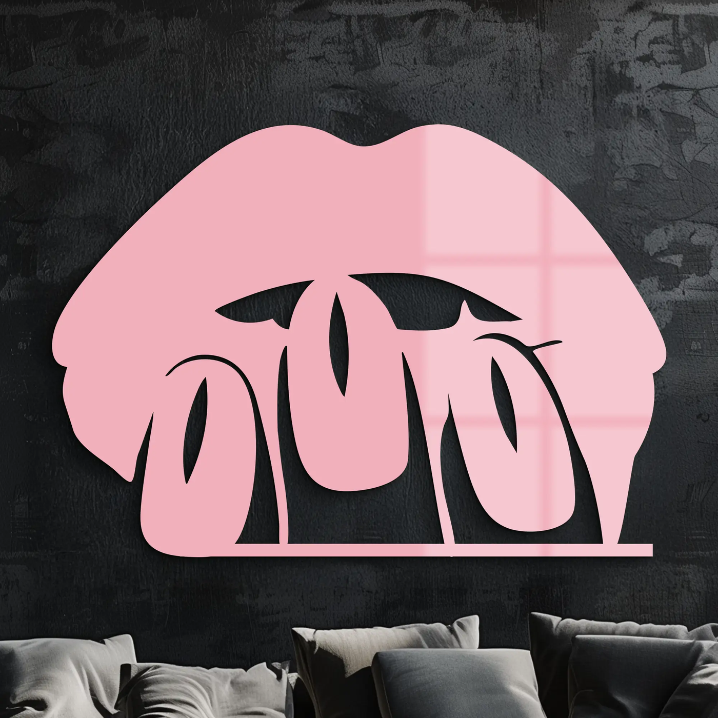 Pink Lips Metal Wall Art – Modern Glam Lip Design - KAFGP153 by Enova Art