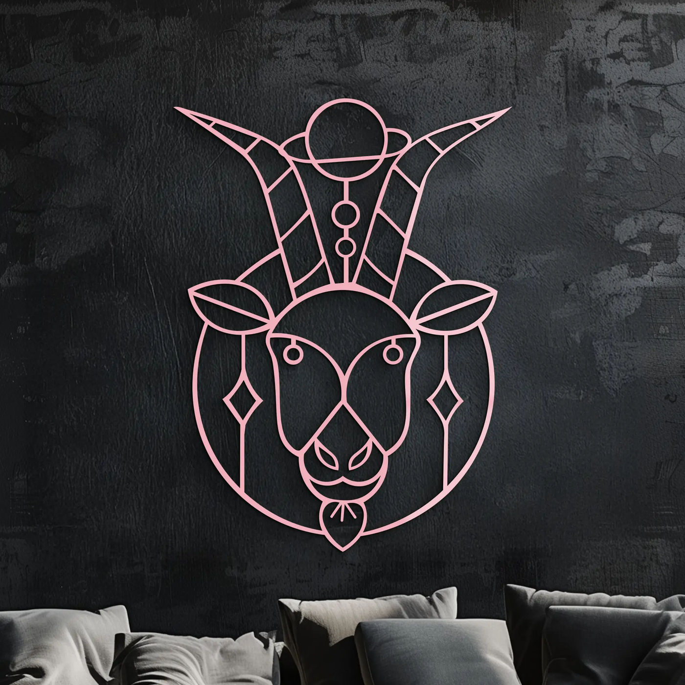 Capricorn Zodiac Metal Wall Art – Geometric Pink Astrology Decor - KAFGP154 by Enova Art