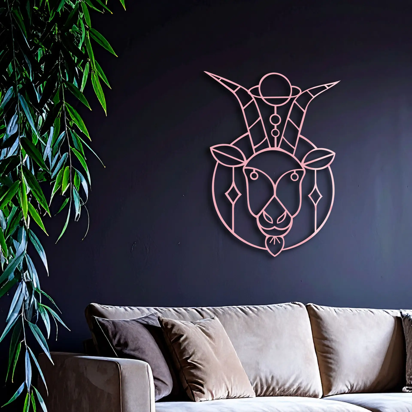 Capricorn Zodiac Metal Wall Art – Geometric Pink Astrology Decor - KAFGP154 by Enova Art