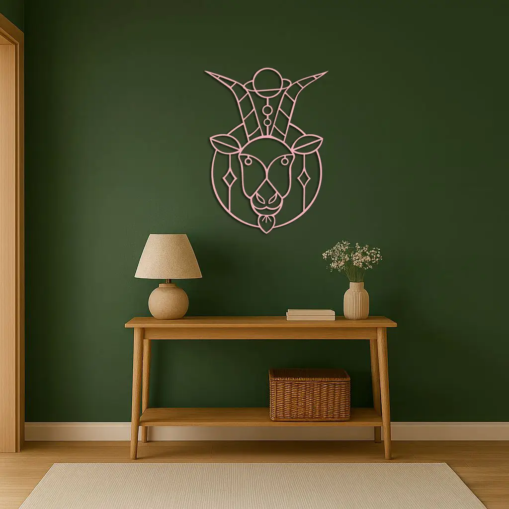 Capricorn Zodiac Metal Wall Art – Geometric Pink Astrology Decor - KAFGP154 by Enova Art