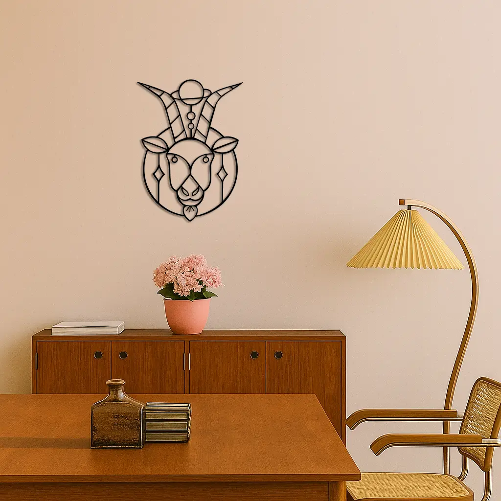 Capricorn Zodiac Metal Wall Art – Geometric Pink Astrology Decor - KAFGP154 by Enova Art