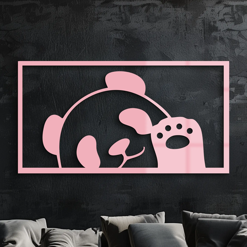 Pink Panda Silhouette Metal Wall Art – Cute Animal Design - KAFGP155 by Enova Art