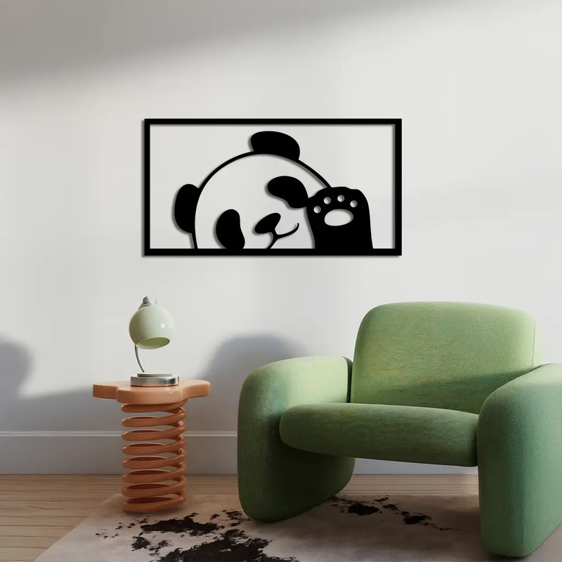Pink Panda Silhouette Metal Wall Art – Cute Animal Design - KAFGP155 by Enova Art