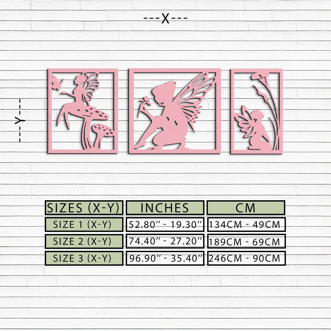 Pink Fairy Trio Metal Wall Art – Set of Three Fantasy Silhouette Panels - KAFGP156 by Enova Art