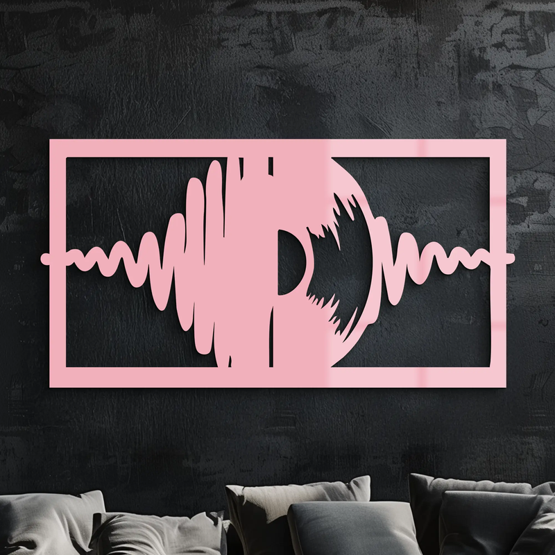 Pink Vinyl Record Soundwave Metal Wall Art – Music Inspired Modern Decor - KAFGP157 by Enova Art