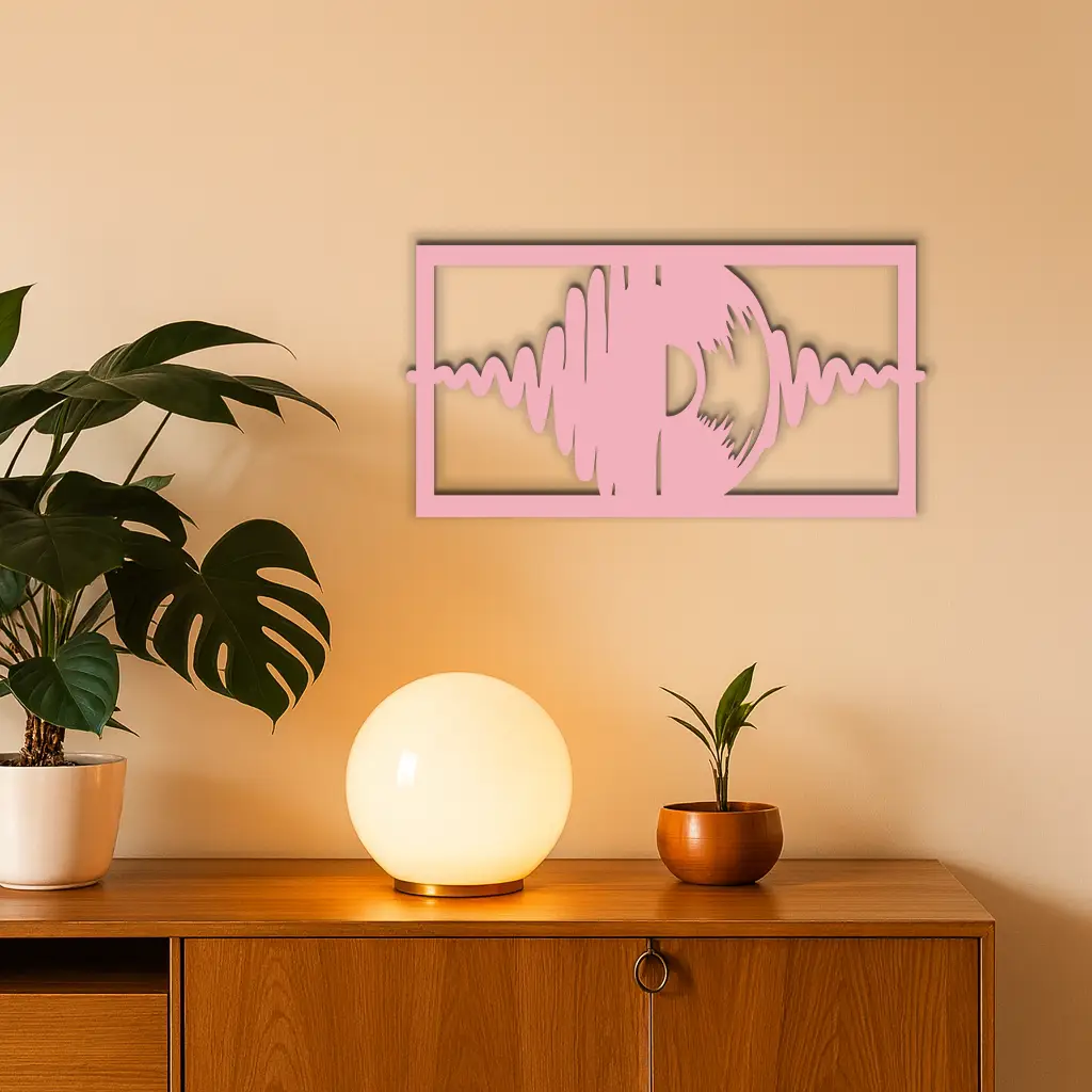 Pink Vinyl Record Soundwave Metal Wall Art – Music Inspired Modern Decor - KAFGP157 by Enova Art