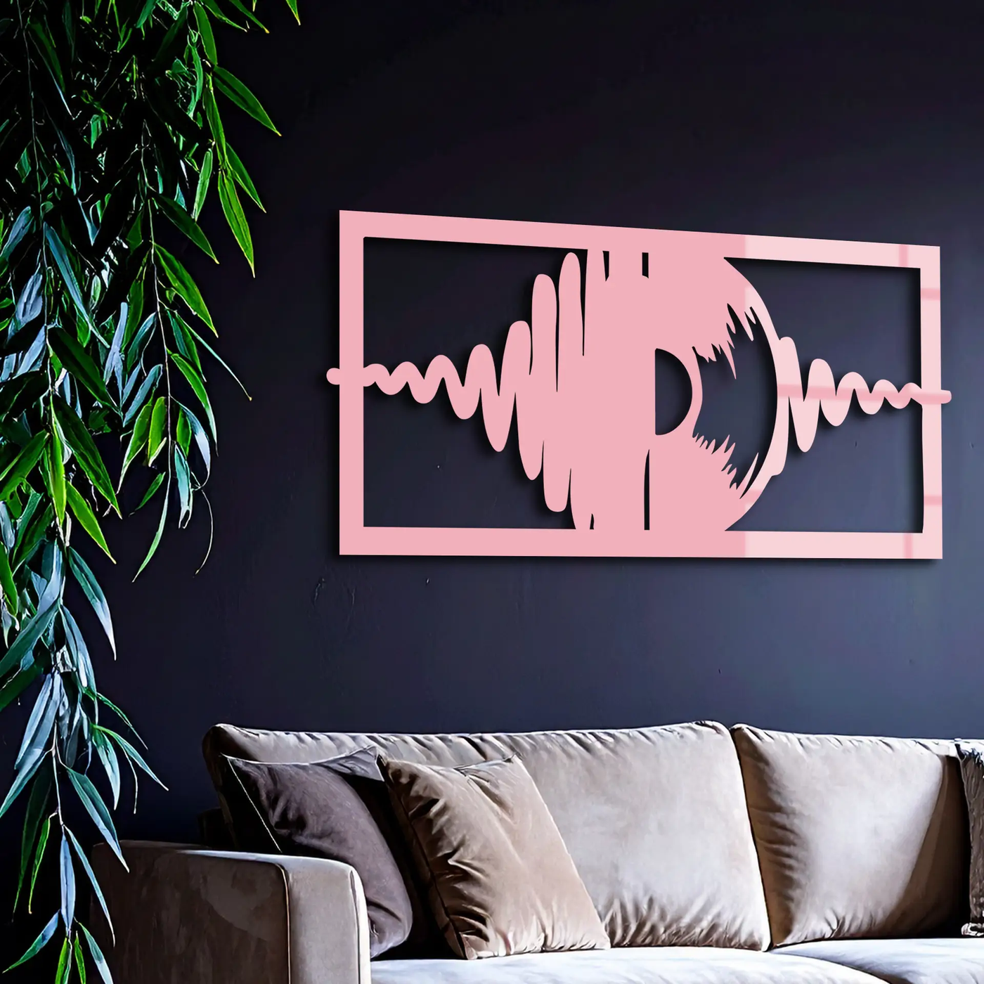 Pink Vinyl Record Soundwave Metal Wall Art – Music Inspired Modern Decor - KAFGP157 by Enova Art