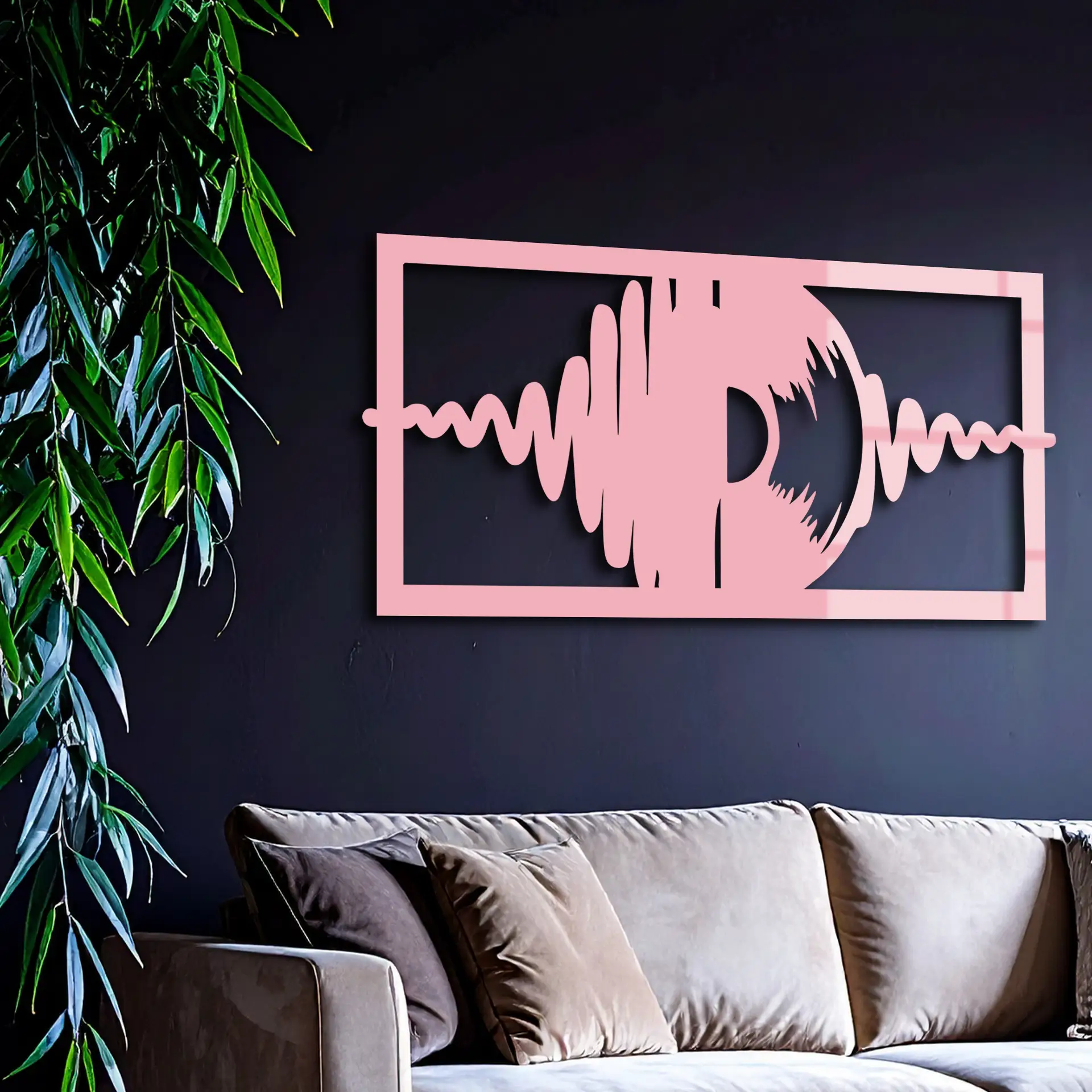 Pink Vinyl Record Soundwave Metal Wall Art – Music Inspired Modern Decor - KAFGP157 by Enova Art