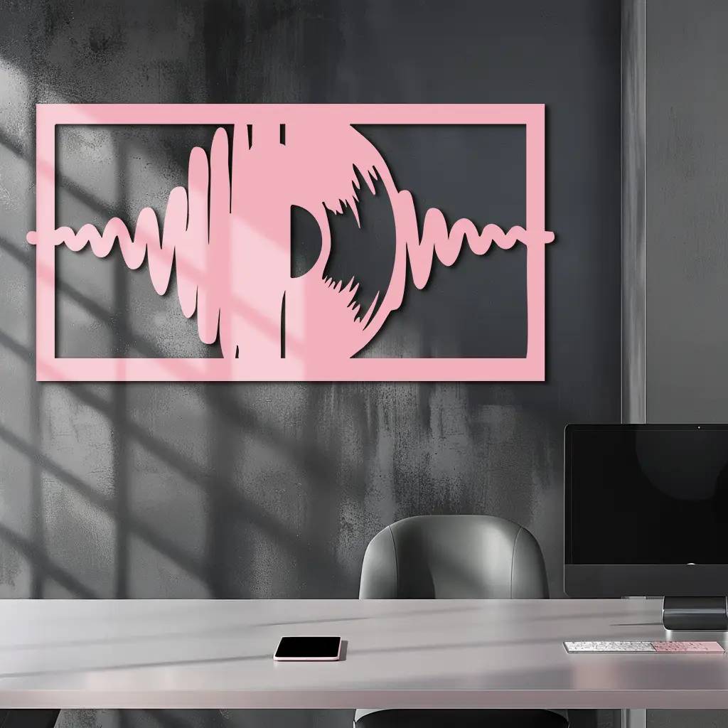 Pink Vinyl Record Soundwave Metal Wall Art – Music Inspired Modern Decor - KAFGP157 by Enova Art