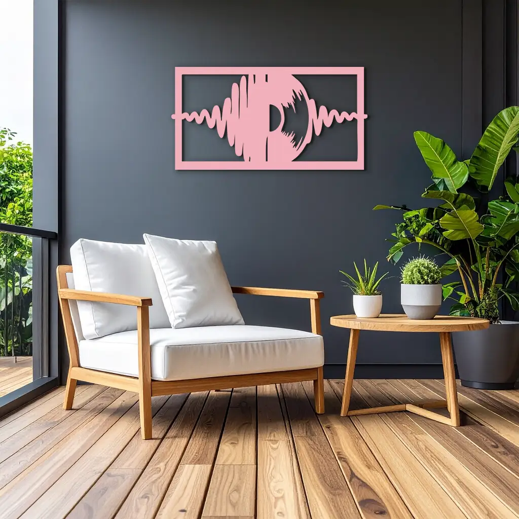 Pink Vinyl Record Soundwave Metal Wall Art – Music Inspired Modern Decor - KAFGP157 by Enova Art