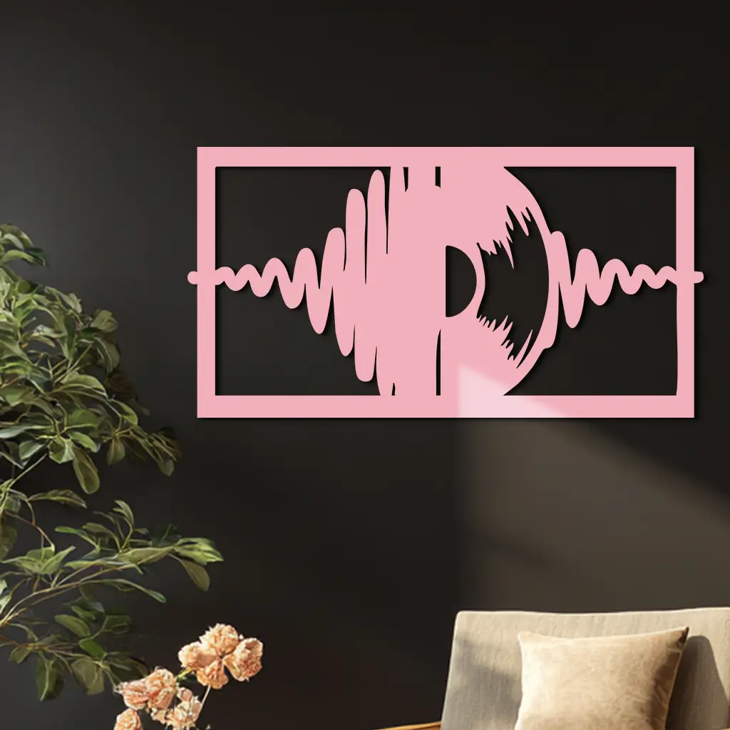 Pink Vinyl Record Soundwave Metal Wall Art – Music Inspired Modern Decor - KAFGP157 by Enova Art