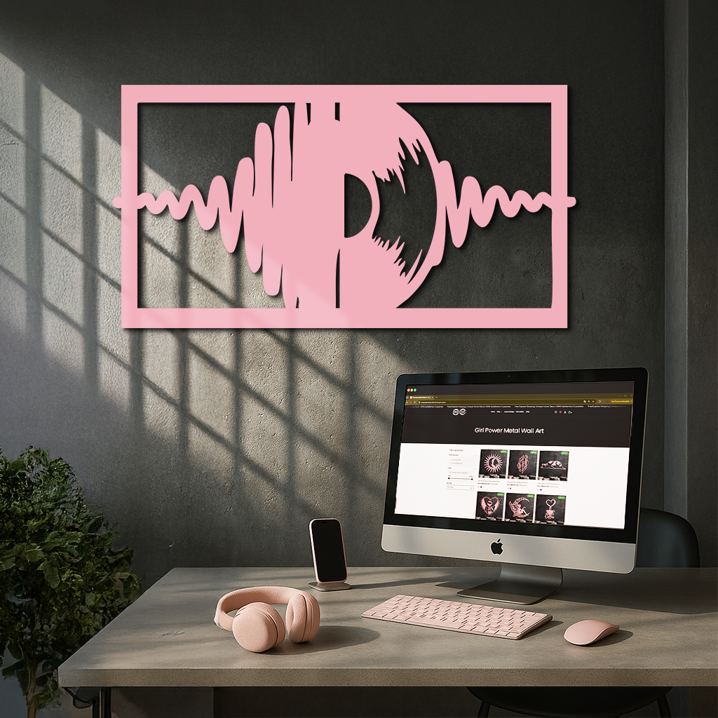 Pink Vinyl Record Soundwave Metal Wall Art – Music Inspired Modern Decor - KAFGP157 by Enova Art
