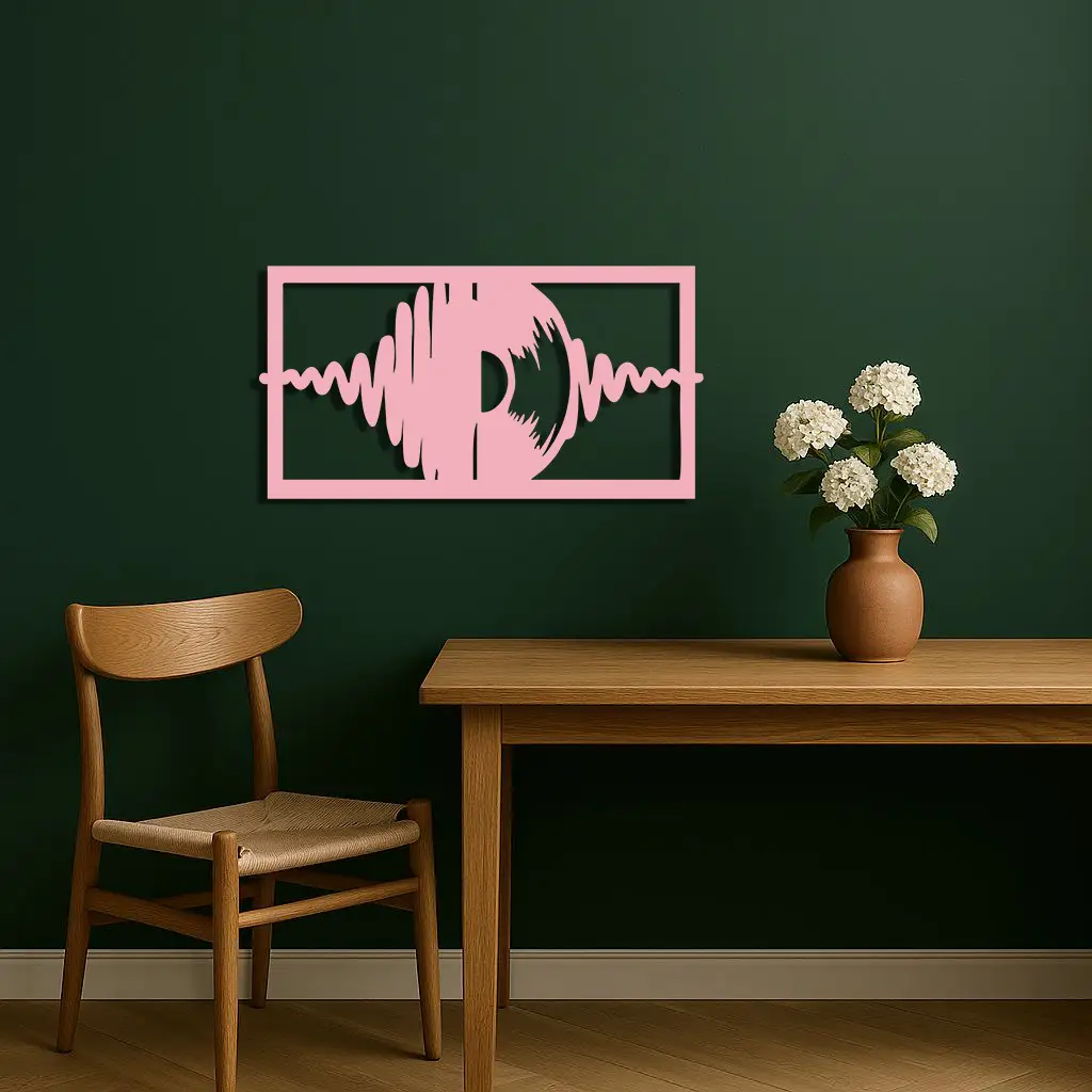 Pink Vinyl Record Soundwave Metal Wall Art – Music Inspired Modern Decor - KAFGP157 by Enova Art