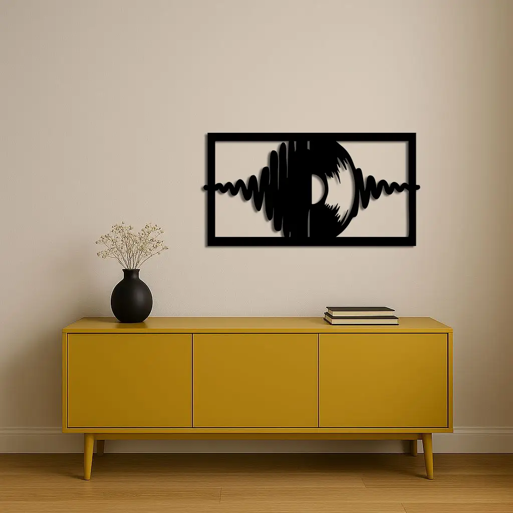 Pink Vinyl Record Soundwave Metal Wall Art – Music Inspired Modern Decor - KAFGP157 by Enova Art
