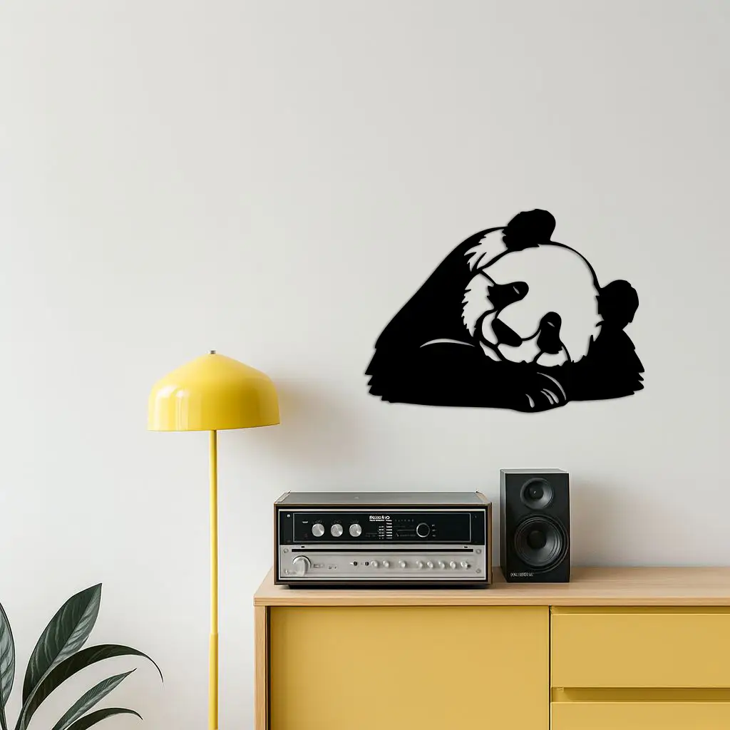 Pink Panda Silhouette Metal Wall Art – Modern Animal Design - KAFGP162 by Enova Art