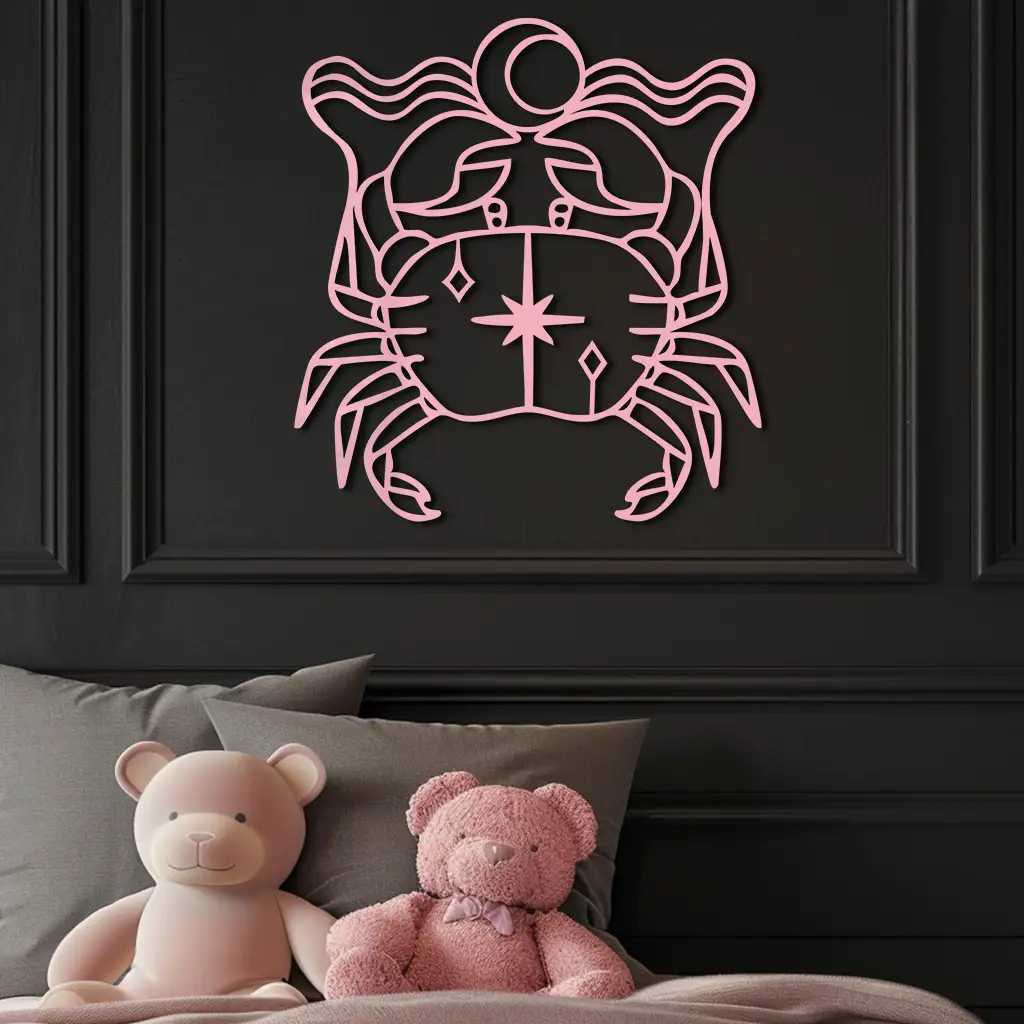 Cancer Zodiac Sign Silhouette – Pink Metal Wall Art - KAFGP164 by Enova Art