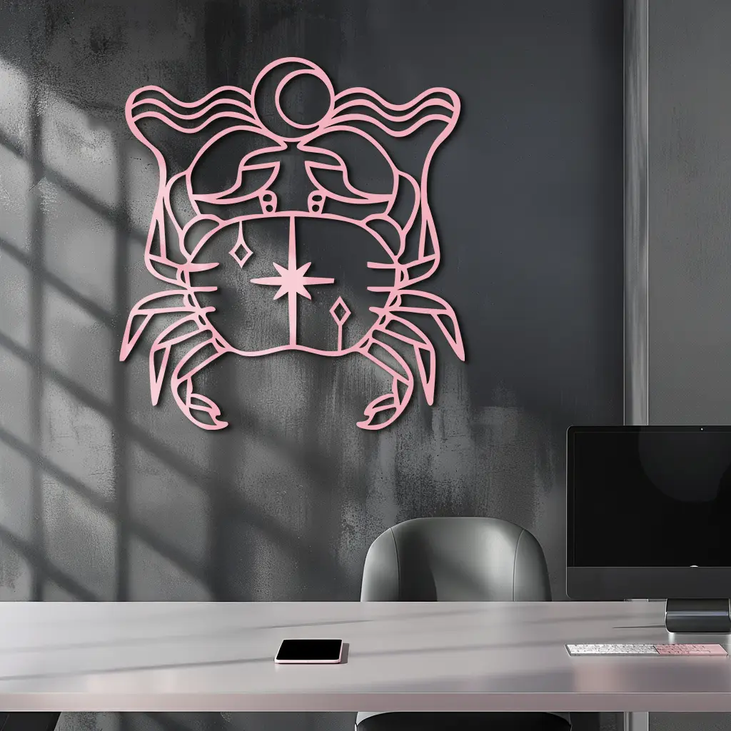Cancer Zodiac Sign Silhouette – Pink Metal Wall Art - KAFGP164 by Enova Art