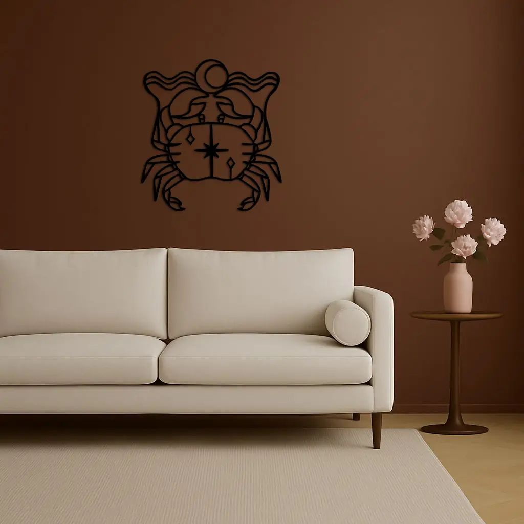 Cancer Zodiac Sign Silhouette – Pink Metal Wall Art - KAFGP164 by Enova Art