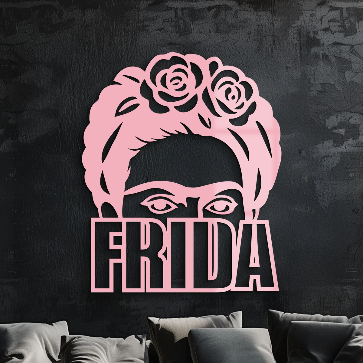 Frida Kahlo Portrait Silhouette – Pink Metal Wall Art - KAFGP165 by Enova Art