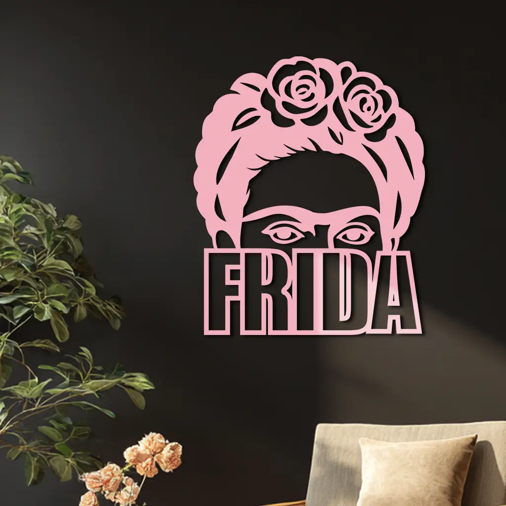 Frida Kahlo Portrait Silhouette – Pink Metal Wall Art - KAFGP165 by Enova Art