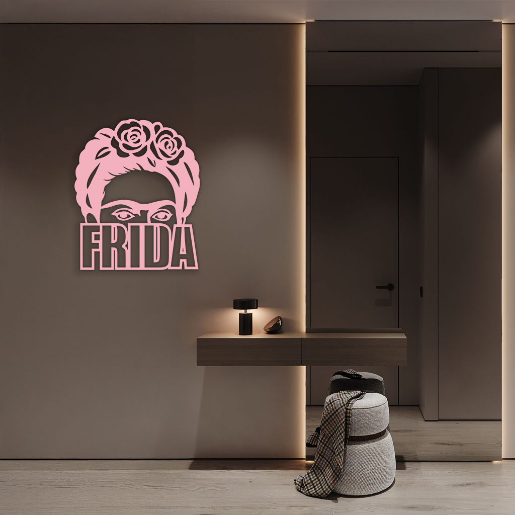 Frida Kahlo Portrait Silhouette – Pink Metal Wall Art - KAFGP165 by Enova Art