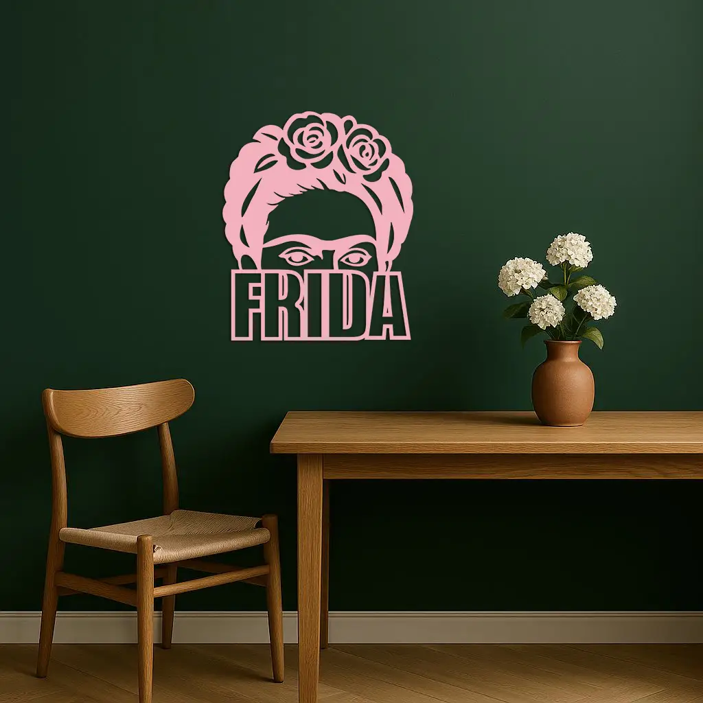 Frida Kahlo Portrait Silhouette – Pink Metal Wall Art - KAFGP165 by Enova Art