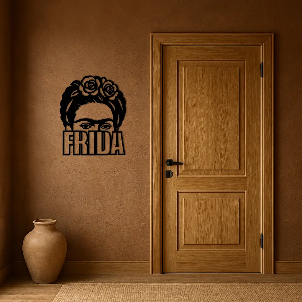 Frida Kahlo Portrait Silhouette – Pink Metal Wall Art - KAFGP165 by Enova Art