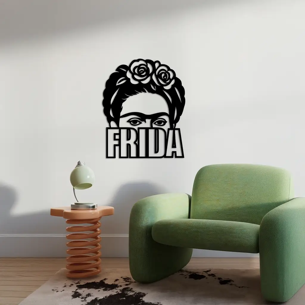 Frida Kahlo Portrait Silhouette – Pink Metal Wall Art - KAFGP165 by Enova Art